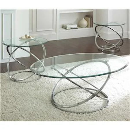 3 Piece Occasional Set with Geometric Metal Bases